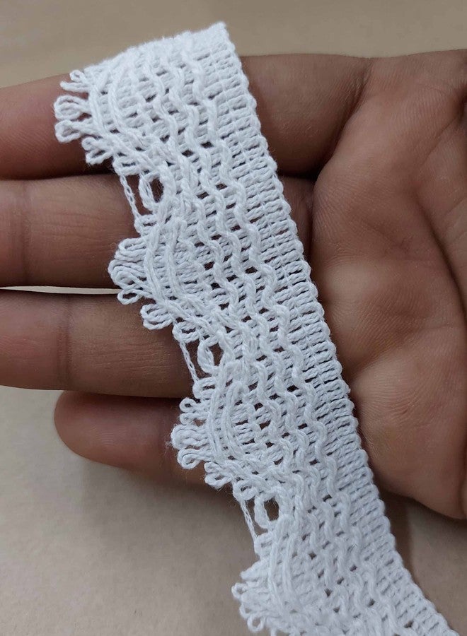 Mezin Cotton Mandir Gpo Lace Border for Dress, Kurtis, Dupatta, Bag, Craft and Decorations (9 mtr) (White) - Image 1
